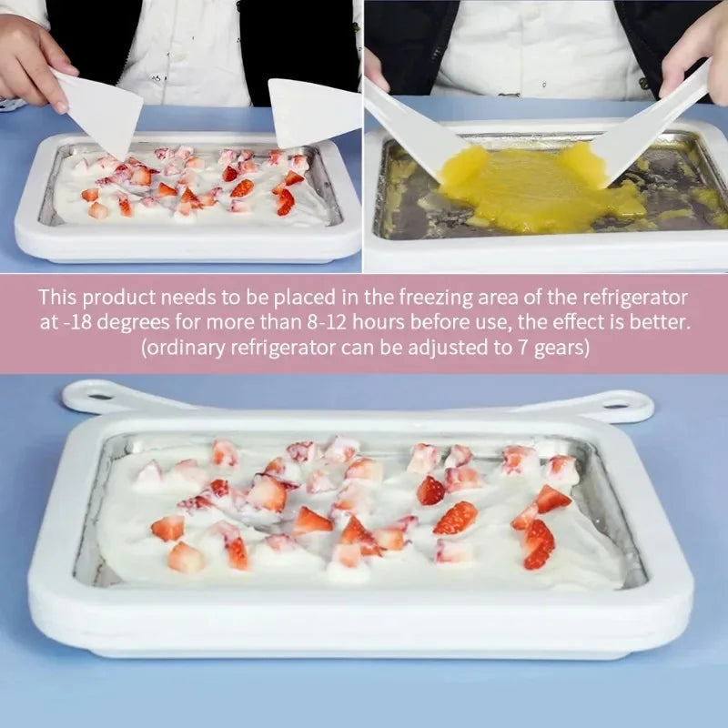 Diy Fried Yogurt Machine Portable Miniice Cream Machine Mini Refrigerated Stainless Steel Plate with 2 Lce Shovels 2025 NEW