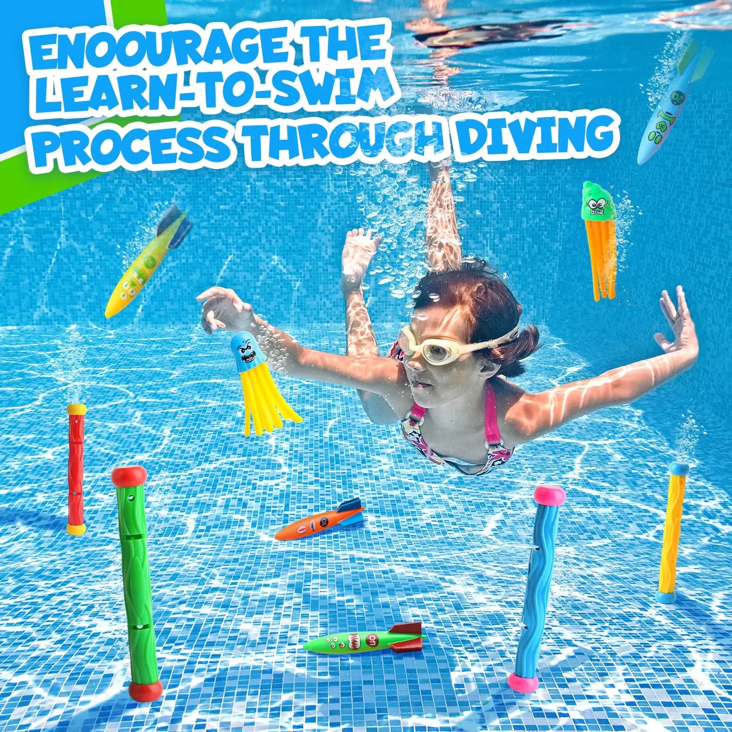 Diving Pool Toys for Kids Summer Swim Fun Pool Games Water Sinking Toys Breath Closure Training Throwing Water Underwater Toy