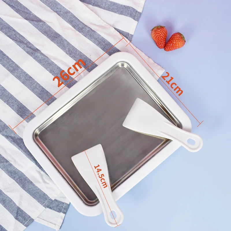 Diy Fried Yogurt Machine Portable Miniice Cream Machine Mini Refrigerated Stainless Steel Plate with 2 Lce Shovels 2025 NEW
