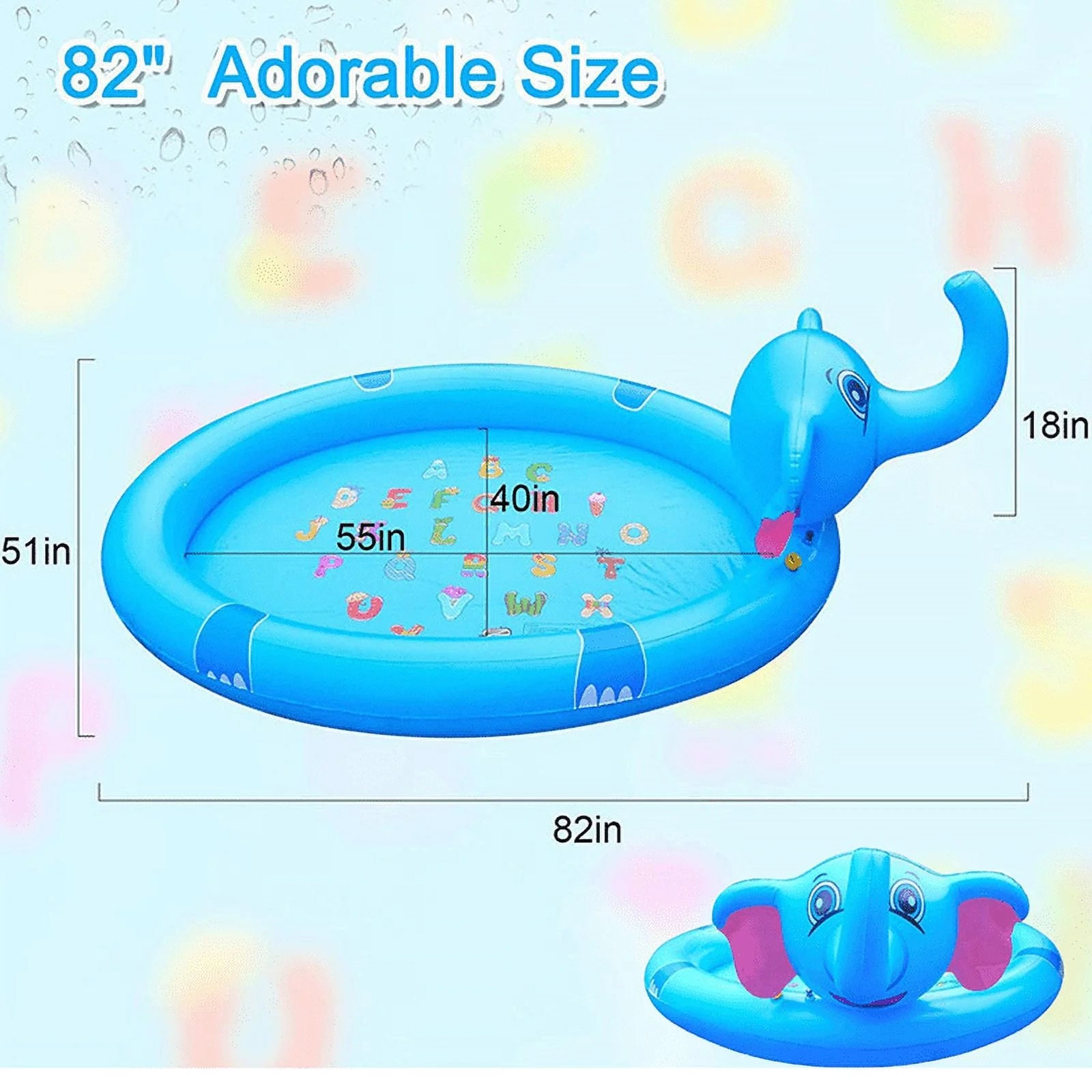 Splash Pad Sprinkler Play Mat for Kids, 82.7'' Inflatable Sprinkle Mat Outdoor Water Toys Pool Summer Toys for Toddlers Backyard Water Mat