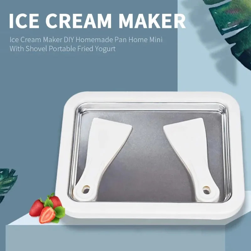 Diy Fried Yogurt Machine Portable Miniice Cream Machine Mini Refrigerated Stainless Steel Plate with 2 Lce Shovels 2025 NEW