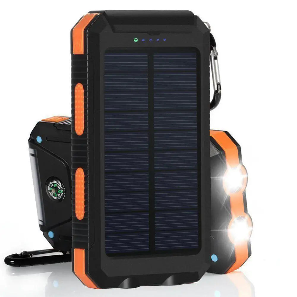 Mobile Phone Fast Charger Solar Panel Dual USB Power Bank Case SOS Light Flashing Light Compass Bank Power Case External Box
