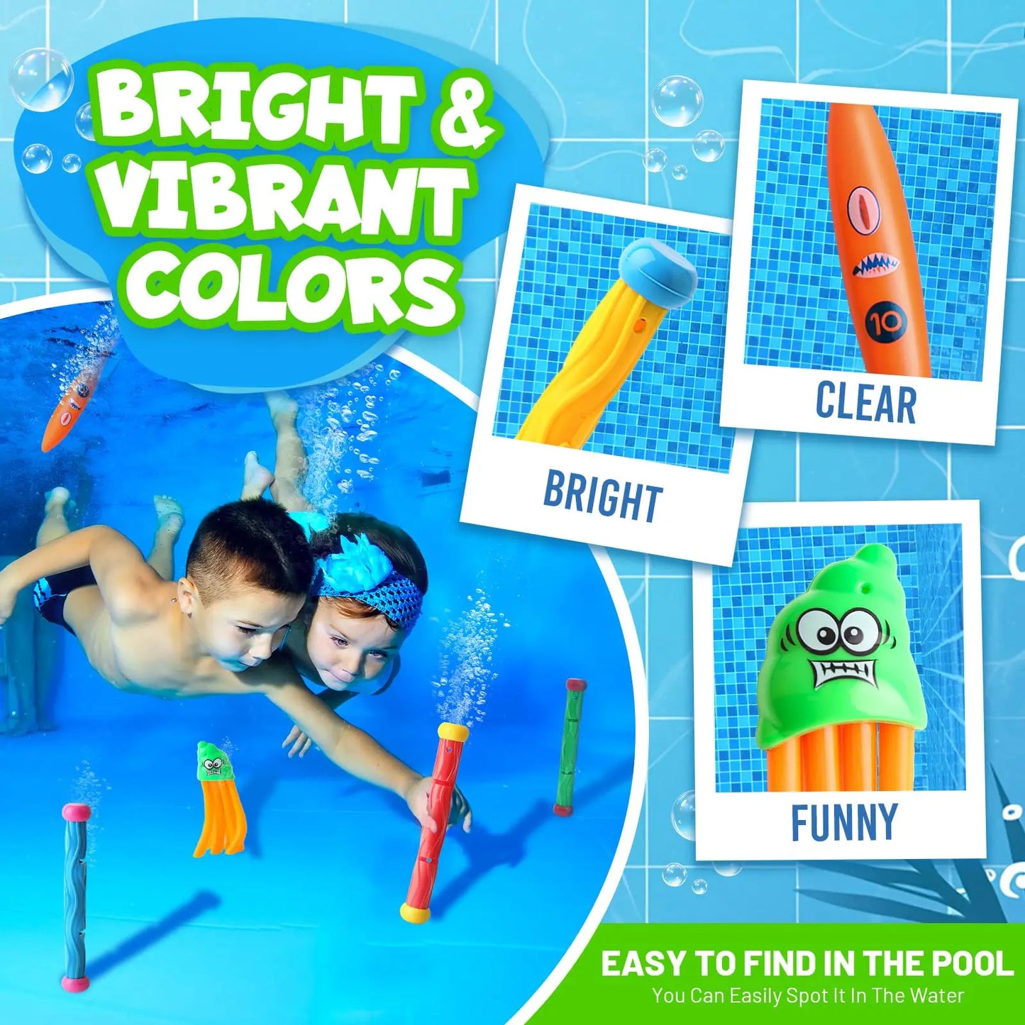 Diving Pool Toys for Kids Summer Swim Fun Pool Games Water Sinking Toys Breath Closure Training Throwing Water Underwater Toy