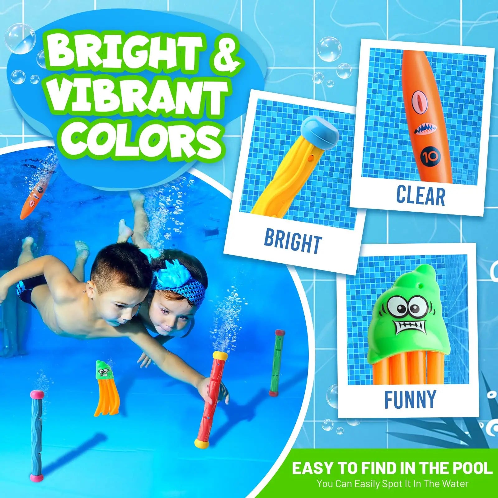 Diving Pool Toys for Kids Summer Swim Fun Pool Games Water Sinking Toys Breath Closure Training Throwing Water Underwater Toy