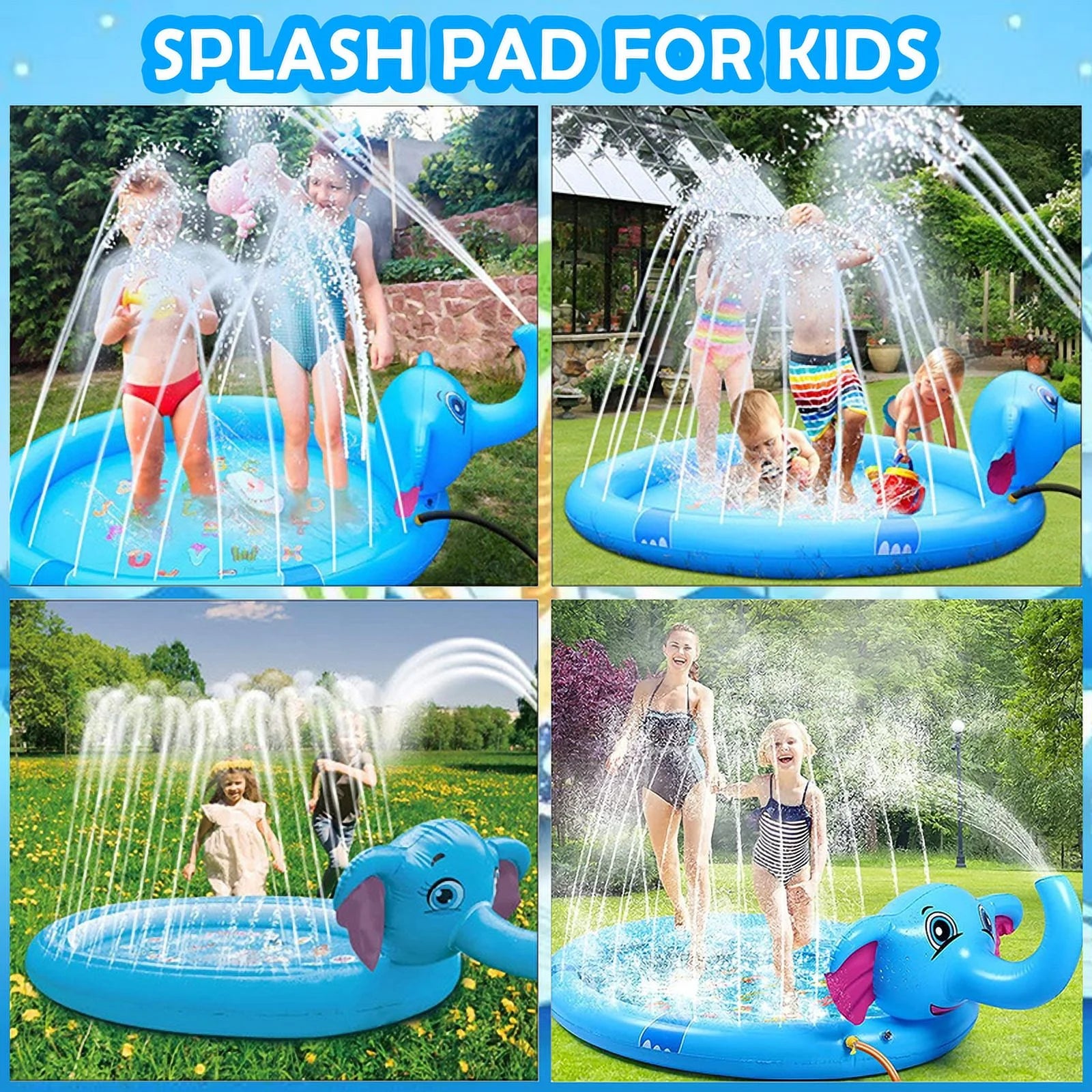 Splash Pad Sprinkler Play Mat for Kids, 82.7'' Inflatable Sprinkle Mat Outdoor Water Toys Pool Summer Toys for Toddlers Backyard Water Mat