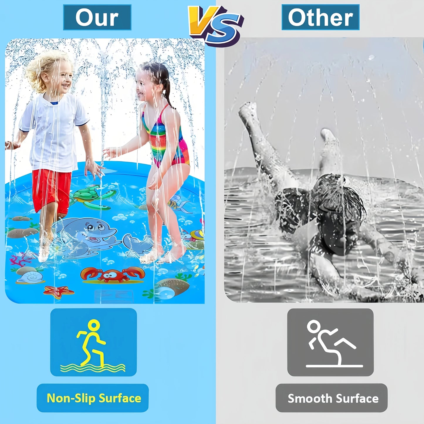 PVC Inflatable Splash Pad Sprinkler for Kids Baby Learning Summer Outdoor Water Play Mat Toys for Family Backyard and Lawn Fun
