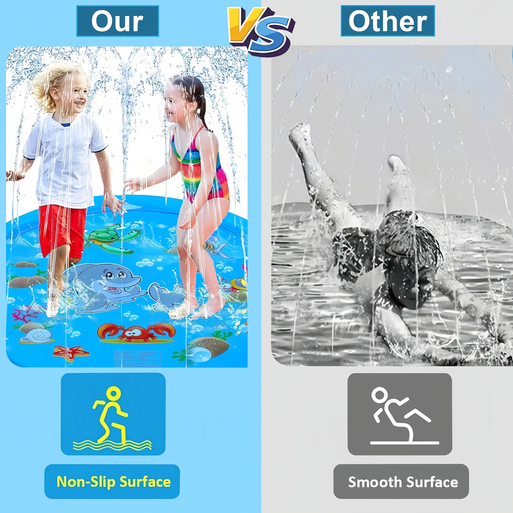 PVC Inflatable Splash Pad Sprinkler for Kids Baby Learning Summer Outdoor Water Play Mat Toys for Family Backyard and Lawn Fun