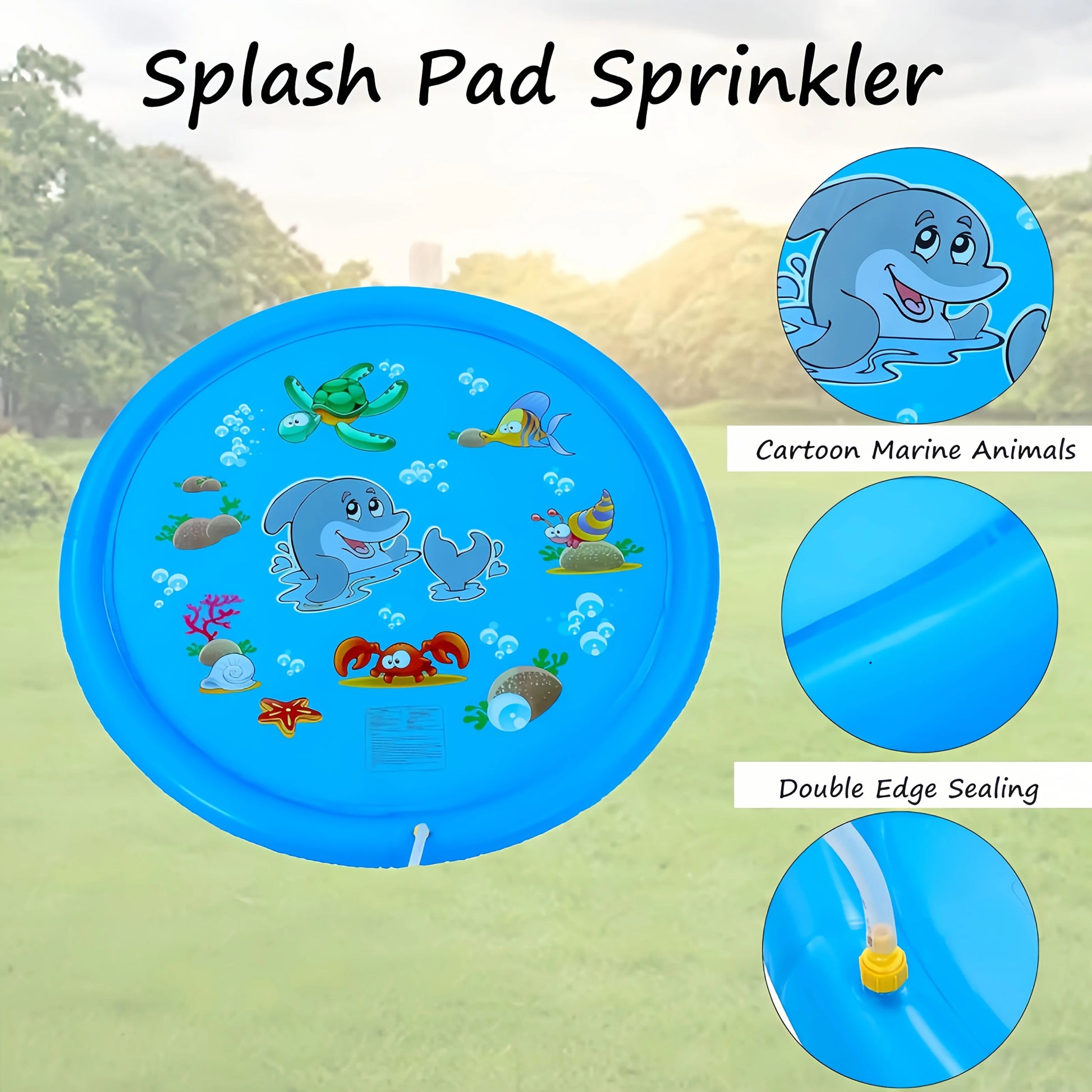 PVC Inflatable Splash Pad Sprinkler for Kids Baby Learning Summer Outdoor Water Play Mat Toys for Family Backyard and Lawn Fun