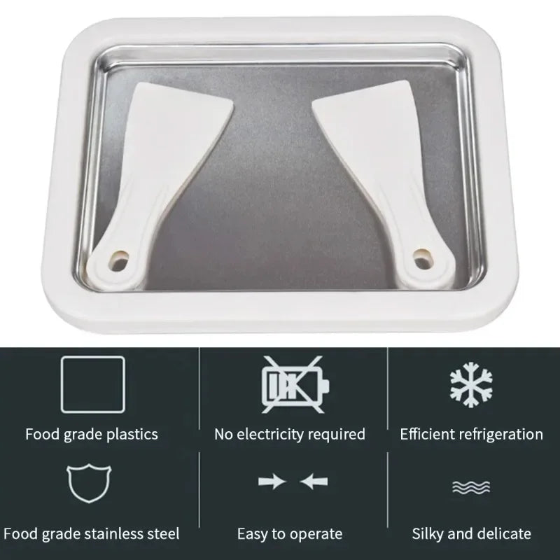 Diy Fried Yogurt Machine Portable Miniice Cream Machine Mini Refrigerated Stainless Steel Plate with 2 Lce Shovels 2025 NEW
