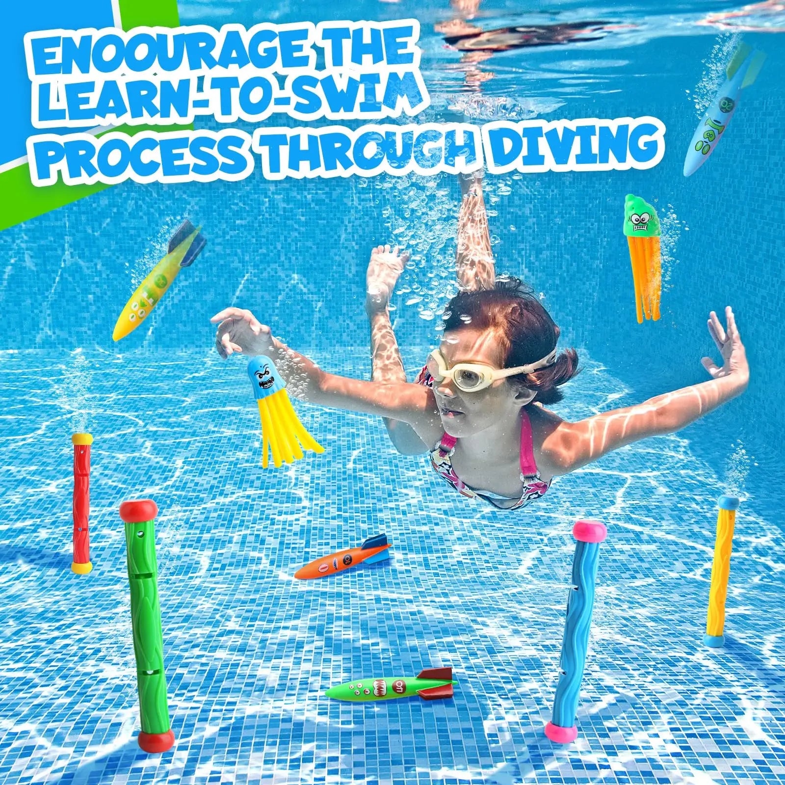 Diving Pool Toys for Kids Summer Swim Fun Pool Games Water Sinking Toys Breath Closure Training Throwing Water Underwater Toy