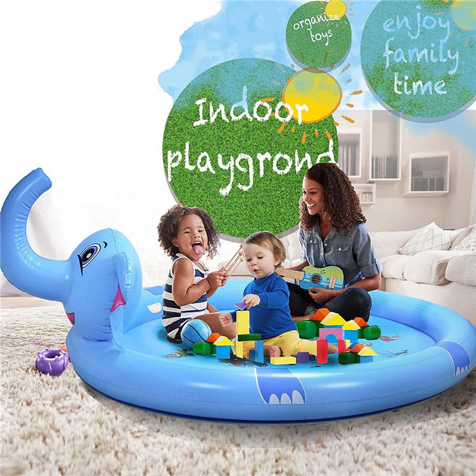 Splash Pad Sprinkler Play Mat for Kids, 82.7'' Inflatable Sprinkle Mat Outdoor Water Toys Pool Summer Toys for Toddlers Backyard Water Mat