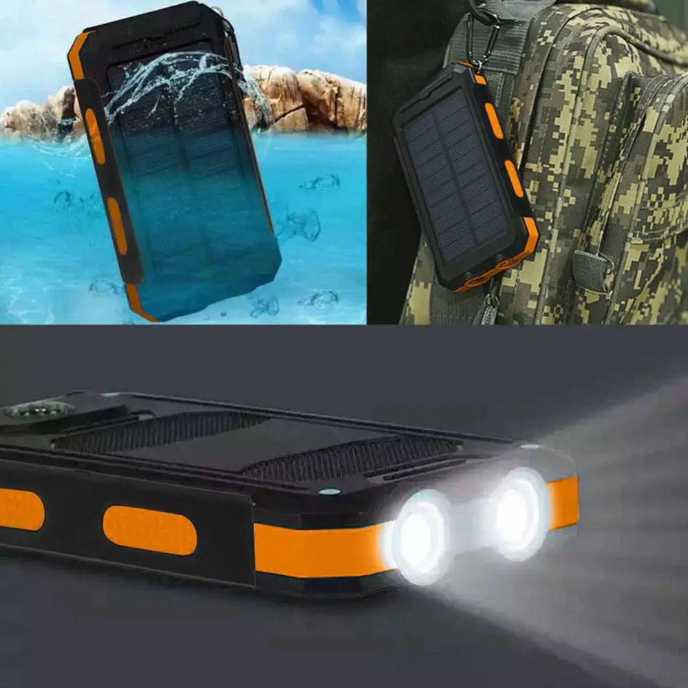Mobile Phone Fast Charger Solar Panel Dual USB Power Bank Case SOS Light Flashing Light Compass Bank Power Case External Box